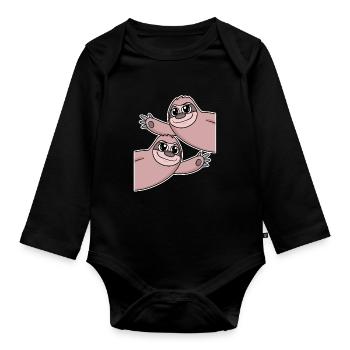 Faultier Faultiere - Baby Bio-Langarm-Body - Schwarz - Vorne