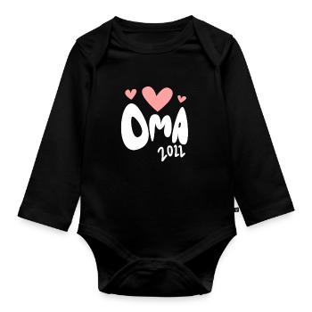 Oma 2022 - Werdende Oma 2022 - Baby Bio-Langarm-Body - Schwarz - Vorne