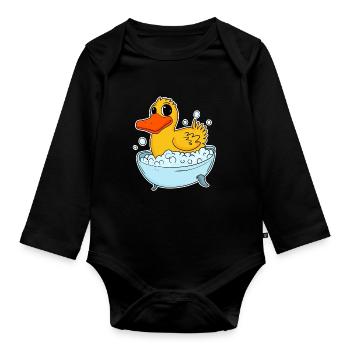 Rubber Duck Bathing Kids Toddler - Organic Longsleeve Baby Bodysuit - black - Front