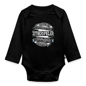 Zither Zitherspieler - Baby Bio-Langarm-Body - Schwarz - Vorne