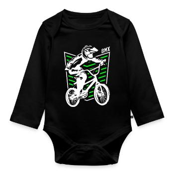 | de badge Bmx Bmx Bike Rider Vert - Body Bébé bio manches longues - noir - Devant