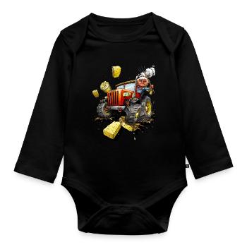 Tracteur Agriculteur Farm Country Life Cadeau - Body Bébé bio manches longues - noir - Devant
