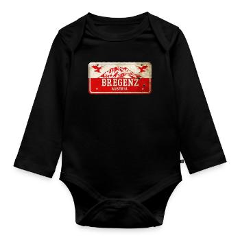 Enseigne vintage Bregenz Autriche - Body Bébé bio manches longues - noir - Devant