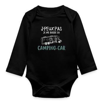 Camping Car Je Peux Pas Je Me Barre En Camping Car - Body Bébé bio manches longues - noir - Devant