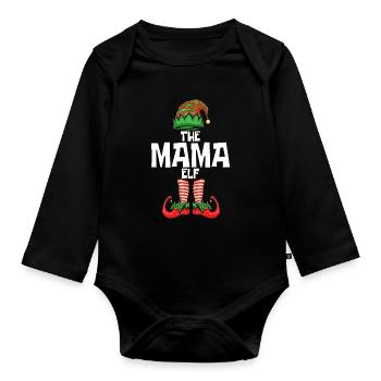 Weihnachten Mama Elf - Baby Bio-Langarm-Body - Schwarz - Vorne
