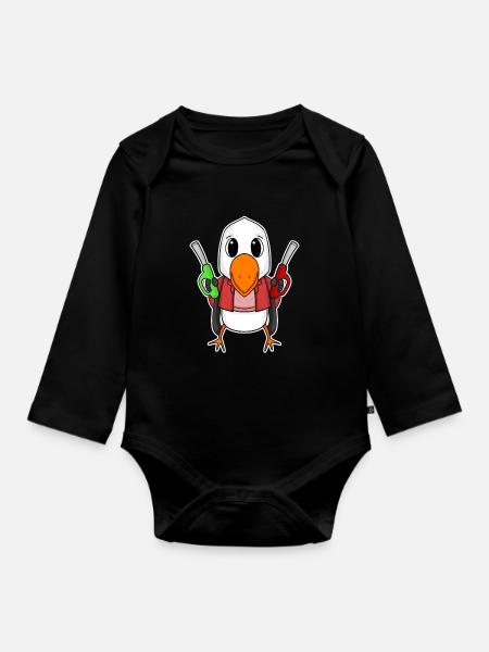 Tankwart Möwe Tankstelle - Baby Bio-Langarm-Body - Schwarz