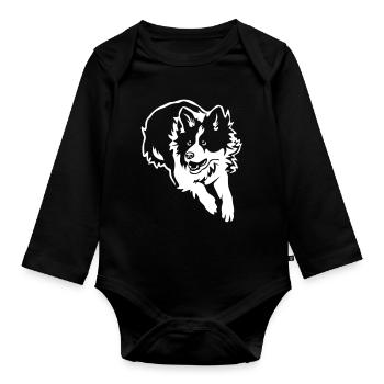 Border Collie "Black Edition" - Organic Longsleeve Baby Bodysuit - black - Front