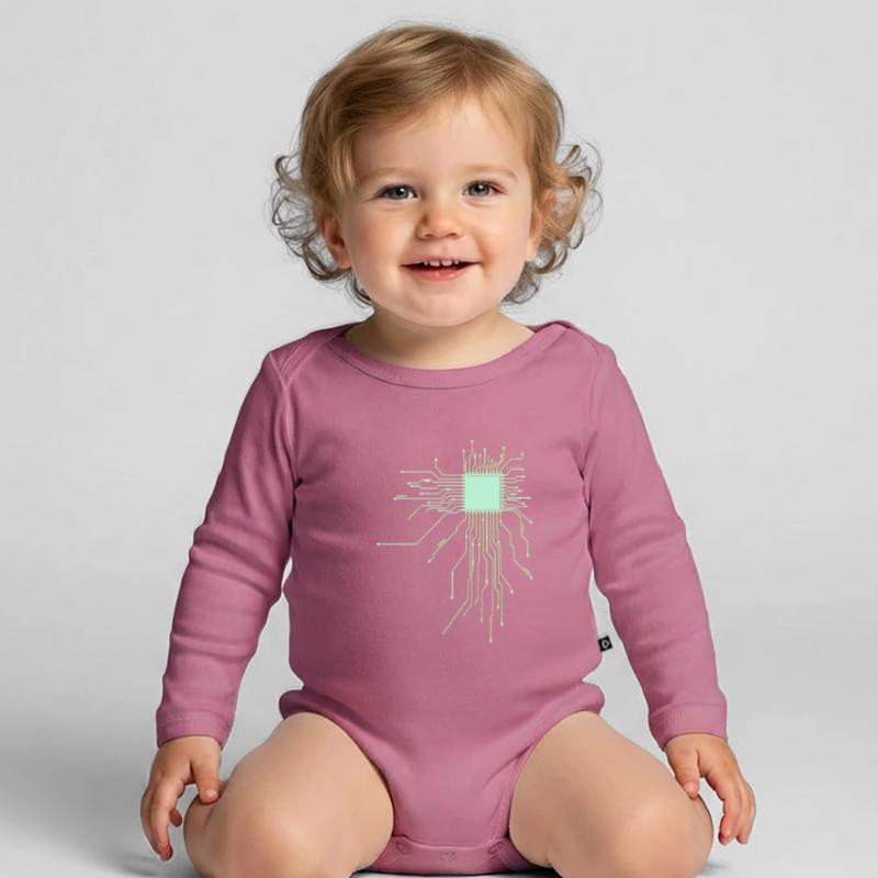 board core cpu computer nerd pc humor geek code Organic Longsleeve Baby Bodysuit