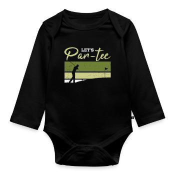 Let's Par-tee Golf Pun - Baby Bio-Langarm-Body - Schwarz - Vorne