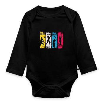 Volleyball Bump Set Spike Wiederholung - Baby Bio-Langarm-Body - Schwarz - Vorne