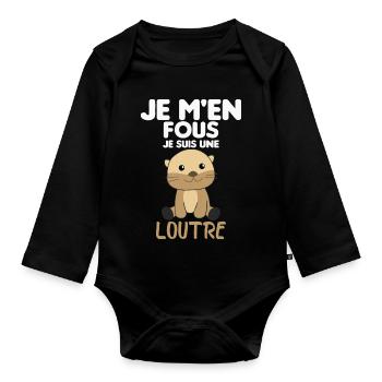 Je M'en Fous Je Suis Une Loutre Cadeau - Body Bébé bio manches longues - noir - Devant