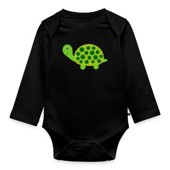 Turtle Turtles - Organic Longsleeve Baby Bodysuit - black - Front
