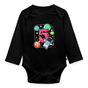 5 anniversaire garçon - 5 ans - J’ai 5 ans - Body Bébé bio manches longues - noir - Devant