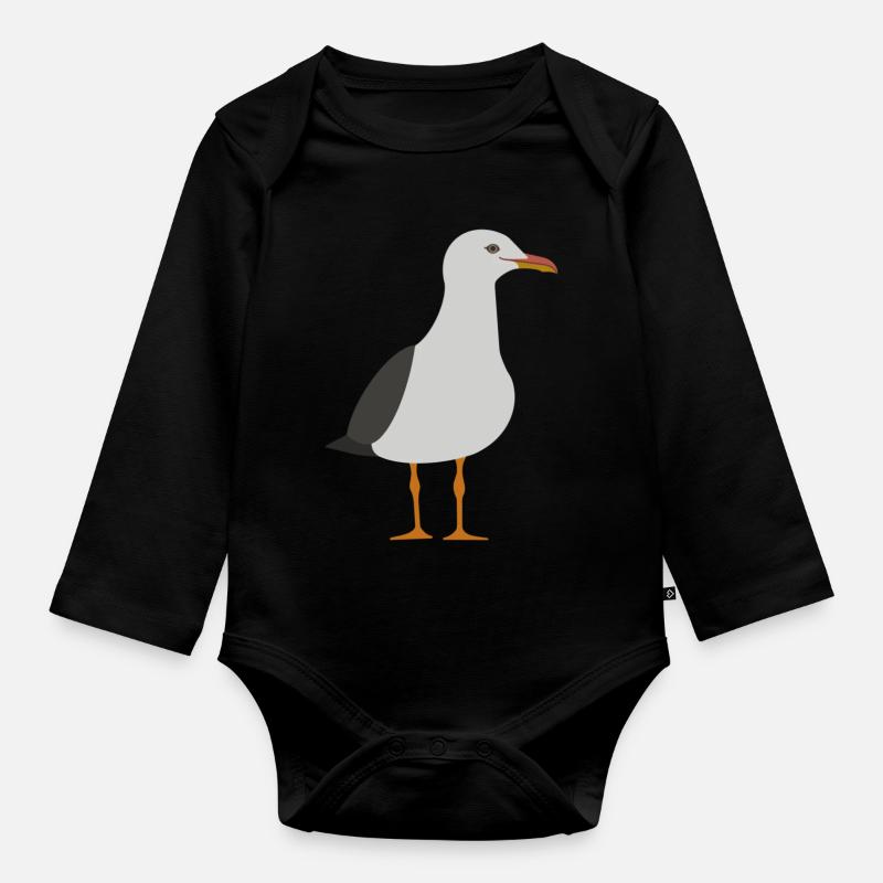 Möwe - Baby Bio-Langarm-Body - Schwarz