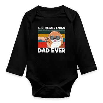 Best Pomeranian Dad Ever Bester Hunde Papa - Baby Bio-Langarm-Body - Schwarz - Vorne