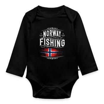Norwegen Angeln Angler - Baby Bio-Langarm-Body - Schwarz - Vorne