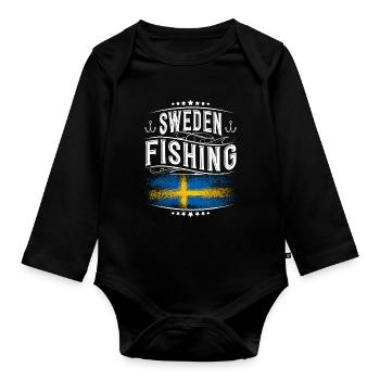 Schweden Angeln Angler Fischen - Baby Bio-Langarm-Body - Schwarz - Vorne