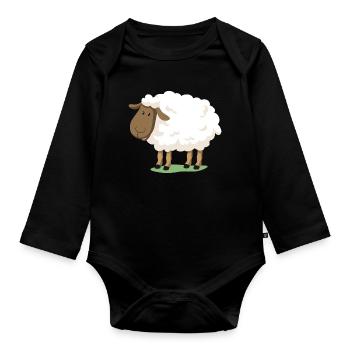 Sheep - Organic Longsleeve Baby Bodysuit - black - Front