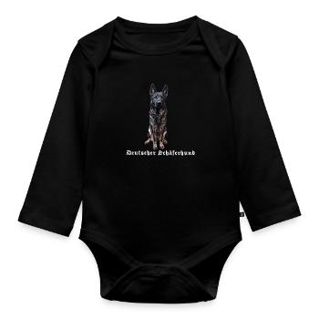 German Shepherd Dog Motif Dog Lovers - Organic Longsleeve Baby Bodysuit - black - Front