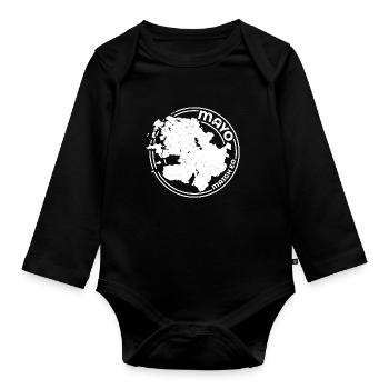 Comté de Mayo Irlande | Timbre de contour de carte - Body Bébé bio manches longues - noir - Devant