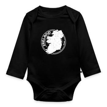 Irlande | Carte irlandaise | Timbre de contour de l'île - Body Bébé bio manches longues - noir - Devant
