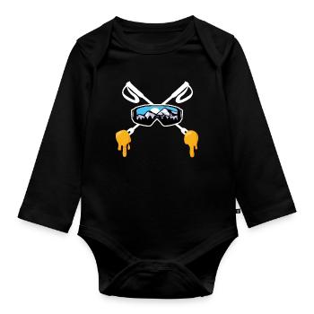 Ski- und Savoyer Fondue Mountain Skier Geschenk - Baby Bio-Langarm-Body - Schwarz - Vorne