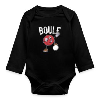 Tenue de pétanque boule pour boule bouler - Body Bébé bio manches longues - noir - Devant