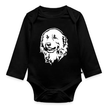 Tête de bouvier pyrénéen « Black Edition » - Body Bébé bio manches longues - noir - Devant