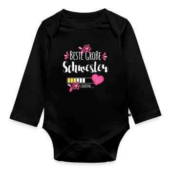 Beste Große Schwester Loading - Baby Bio-Langarm-Body - Schwarz - Vorne