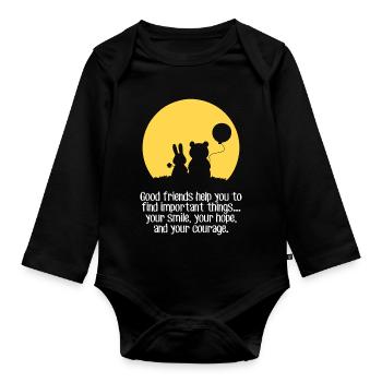 Smile, hope, courage - Organic Longsleeve Baby Bodysuit - black - Front