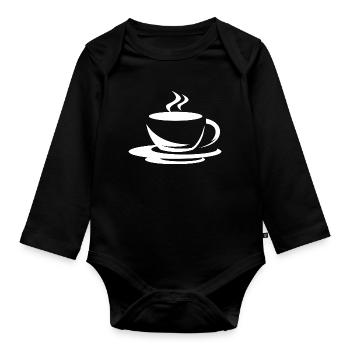 coffee cafe kaffee symbol Illustration tasse - Baby Bio-Langarm-Body - Schwarz - Vorne