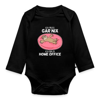 Home Office Spruch - Baby Bio-Langarm-Body - Schwarz - Vorne