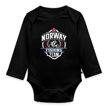 Norway Fishing Fishing Angler Team - Organic Longsleeve Baby Bodysuit - black - Front