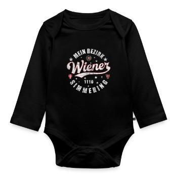 Ein echter Wiener Mein Bezirk 1110 Simmering - Baby Bio-Langarm-Body - Schwarz - Vorne