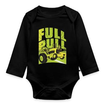 Tractor Pulling - Organic Longsleeve Baby Bodysuit - black - Front