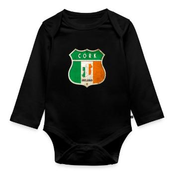 Cork Ireland Coat of Arms Flags Design - Organic Longsleeve Baby Bodysuit - black - Front