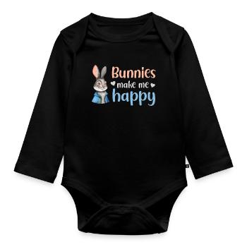 Rabbit Rabbit - Organic Longsleeve Baby Bodysuit - black - Front