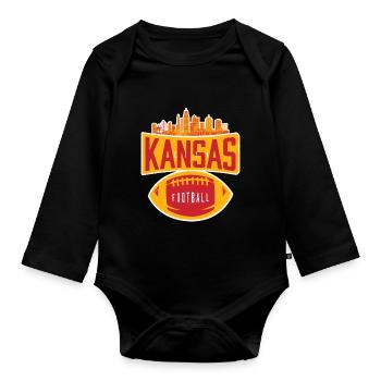 Kansas Football Skyline Emblem - Baby Bio-Langarm-Body - Schwarz - Vorne