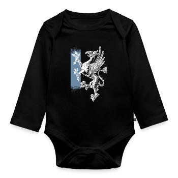 Rostock - stehender Greif - blau weiss - Baby Bio-Langarm-Body - Schwarz - Vorne
