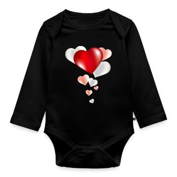 pot-pourri ballon lumineux du cœur - Body Bébé bio manches longues - noir - Devant