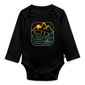 Kayak sports de plein air aviron conception de canoë - Body Bébé bio manches longues - noir - Devant
