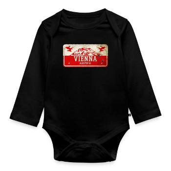 Armoiries de Vienne Autriche design drapeau - Body Bébé bio manches longues - noir - Devant