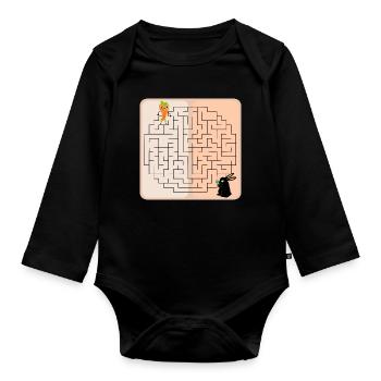 Labyrinth Hase Osterhase - Baby Bio-Langarm-Body - Schwarz - Vorne
