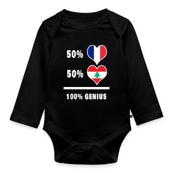 The France and Lebanon genius - Organic Longsleeve Baby Bodysuit - black - Front