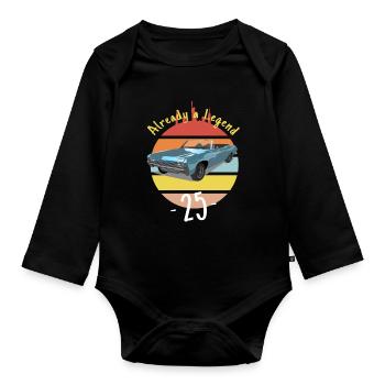 Auto Oldtimer Already Legend - 25. Geburtstag - Baby Bio-Langarm-Body - Schwarz - Vorne