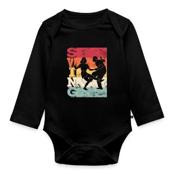 Boogie Woogie Swing Tanzen Retro Farben Vintage - Baby Bio-Langarm-Body - Schwarz - Vorne