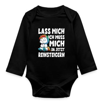Lass mich ich muss mich da jetzt reinsteigern - Baby Bio-Langarm-Body - Schwarz - Vorne