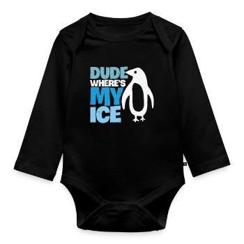 Penguin Global Warming Climate Change - Organic Longsleeve Baby Bodysuit - black - Front