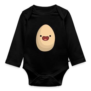 glückliches Ei - Baby Bio-Langarm-Body - Schwarz - Vorne