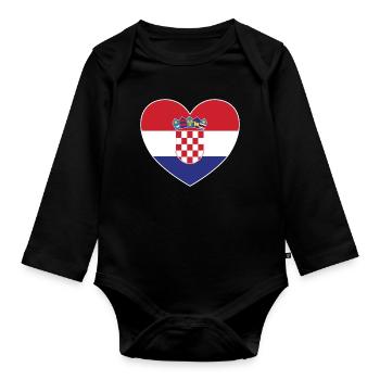 Kroatien Flagge Herz - Baby Bio-Langarm-Body - Schwarz - Vorne